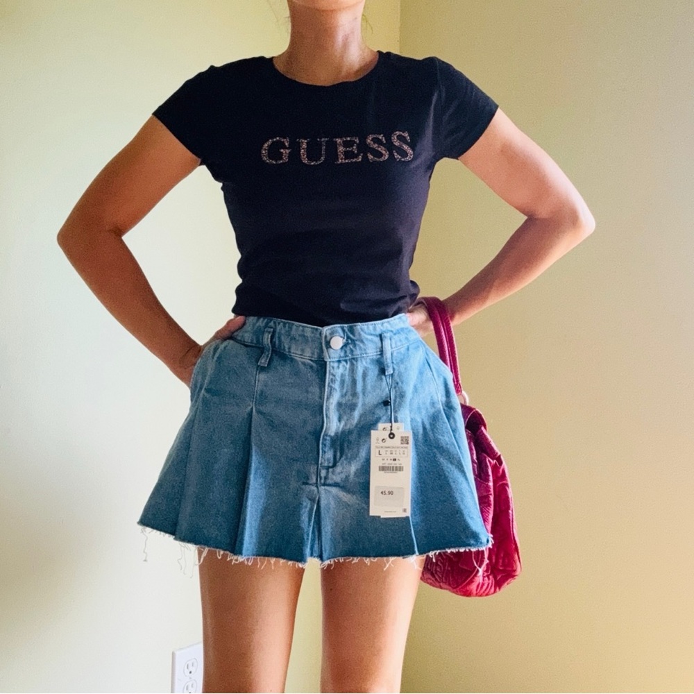 NEW GUESS BLACK LOGO SLIM FIT T SHIRT